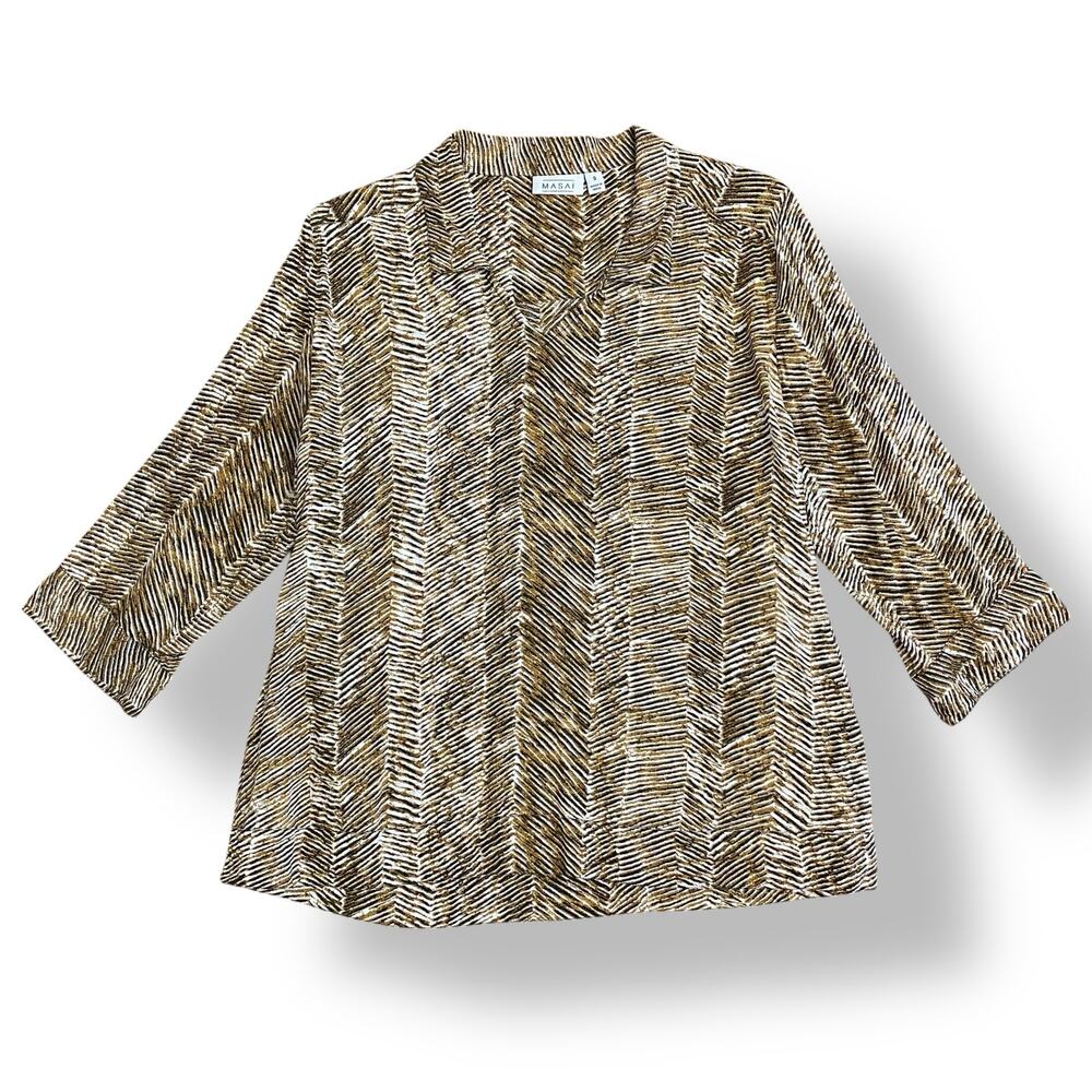 Masai Badutta‎ Top V-Neck 3/4 Sleeve Size Small in color Tapenade